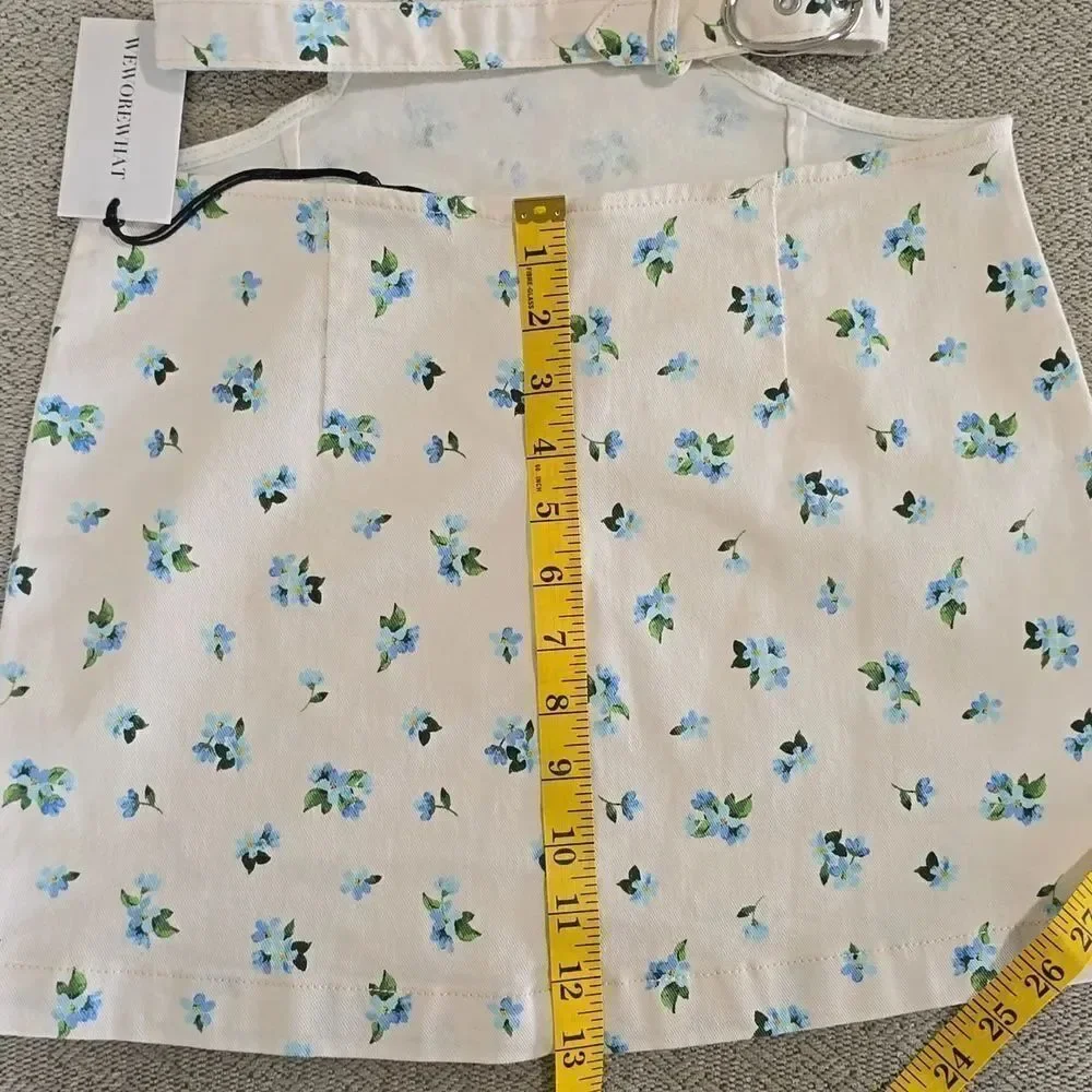 Weworewhat Denim Cut Out Floral Skirt - Size XS